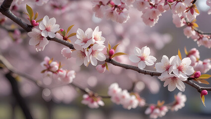 Fototapeta premium Close-Up of Cherry Blossom Flowers in Spring