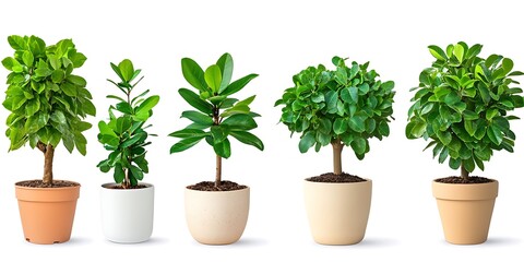 Assorted Indoor Potted Plants with Green Foliage in Stylish Pots