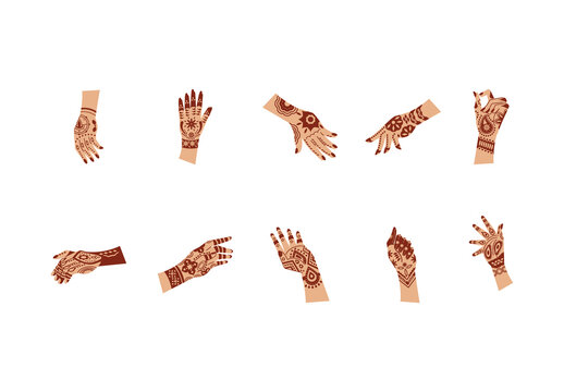 Beige And Brown Decorative Mehndi Hands Illustration Design
