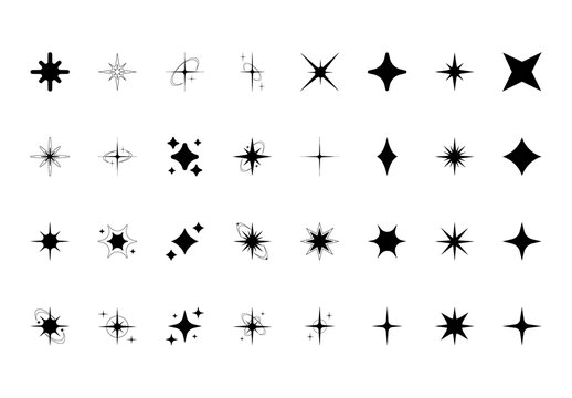 Black And White Decorative Geometric Elements Icons Set