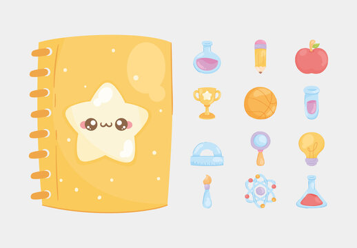 Yellow And Pink Fun School Activity Stickers