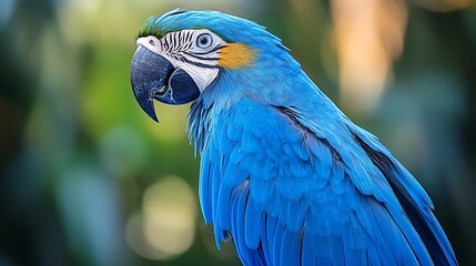 Obraz premium Vivid Blue Tropical Bird with Elongated Tail and Stunning Feathers in Nature