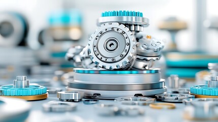 Obraz premium Detailed View of Engine Components Featuring V8 Engine and Crankshaft Mechanics