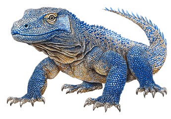 Obraz premium Colorful Blue Lizard Illustration With Detailed Scales and Features