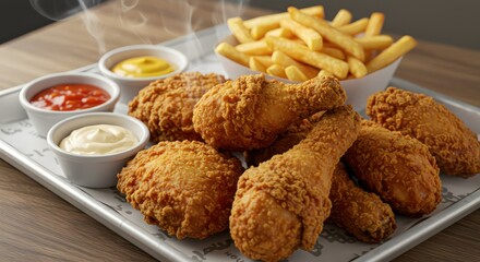 Naklejka premium Crispy Fried Chicken Fries.