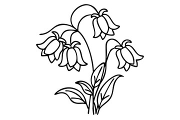 Obraz premium Bluebell Line Art, Elegant Floral Illustration, Minimalist Bluebell Drawing