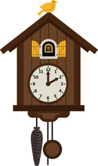 Cuckoo clock with charming bird design in minimal style vector art