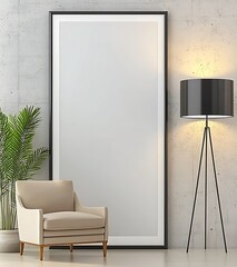 Modern Living Space with Minimalist Decor and Stylish Floor Lamp