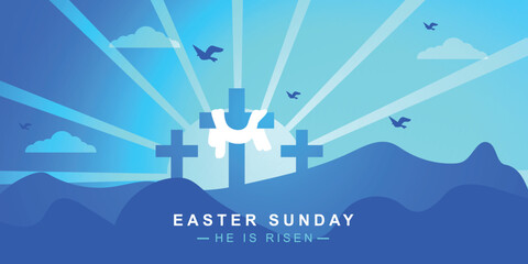 Vector Good Friday, Easter Sunday, Saturday holiday, Maundy Thursday, social media post poster, postcard, background, backdrop, template, greeting card