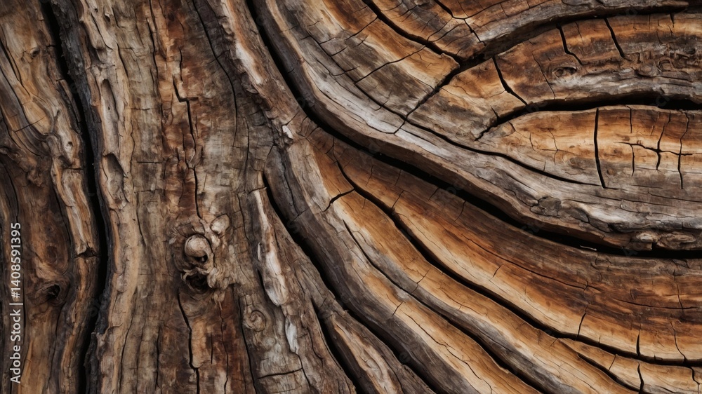 Aufkleber an abstract textured wooden surface with intricate details. The wood grain patterns create a mesmerizing visual appeal, with each line and curve telling a story of time and nature