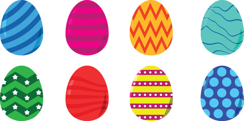 Easter egg illustration collection. A collection of colorful Easter egg omelet illustration elements in colorful painting art for the traditional hunting celebration.