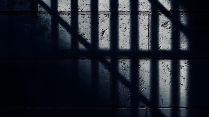 Shadow of Prison Bars on Concrete Wall