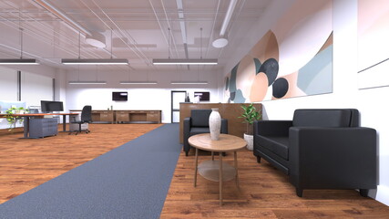 オフィス空間　3DCGレンダリング