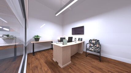オフィス空間　3DCGレンダリング