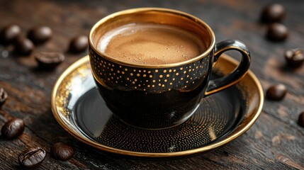 A luxury espresso cup with gold accents