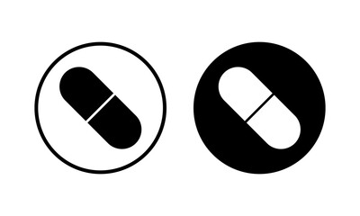 Pills icon vector illustration. capsule icon. Drug sign and symbol