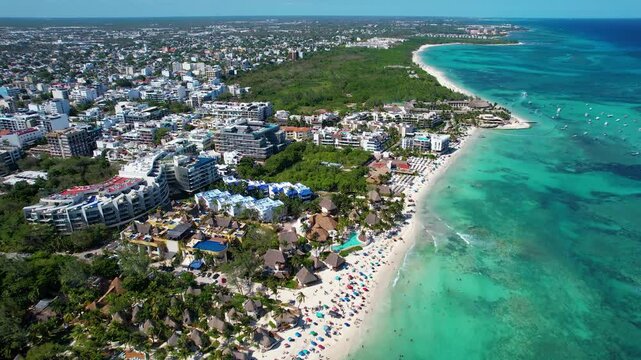 Aerial View of Playa del Carmen on a Sunny Day
