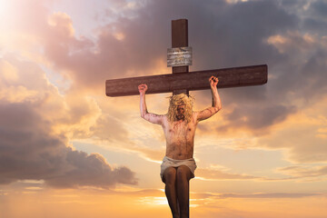 Jesus Christ on the cross of Calvary Easter story from the Bible