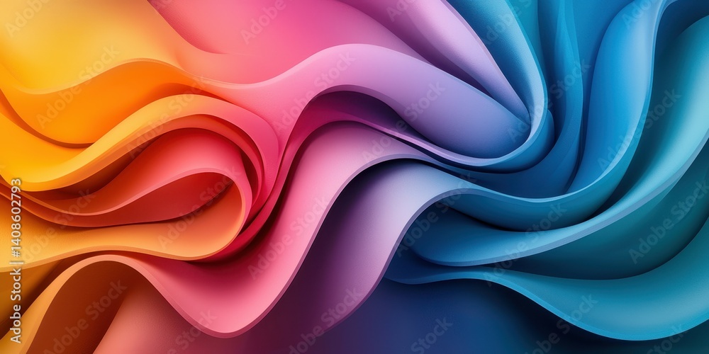 Poster vibrant abstract waves of color in warm and cool tones creating a dynamic flow.