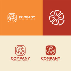 Simple line art pizza logo design