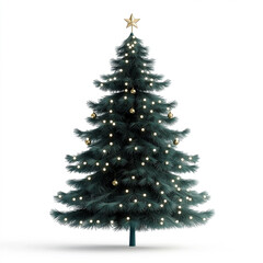 Fototapeta premium Stylish Christmas tree adorned with golden ornaments and bright lights in a minimalistic setting