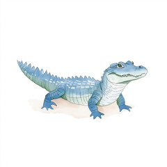 Naklejka premium Colorful and playful illustration of a cartoon crocodile with vibrant features in a playful pose