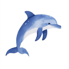 Fototapeta premium Dolphin gracefully swimming in a serene blue ocean illustration showcasing the beauty of marine life
