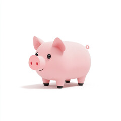 Obraz premium Cute pink piggy bank made of rubber displayed on a clean white background with a friendly expression and small feet