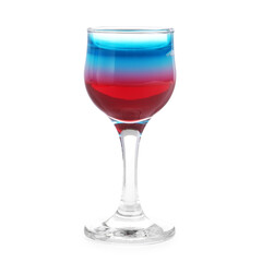 Layered cocktail in colors of American flag isolated on white