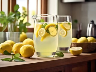 Fototapeta premium Refreshing Lemonade Kitchen Scene.