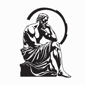 recommend clip art: Stoic Greek Philosopher Thinking Man Silhouette Vector isolated on white background.