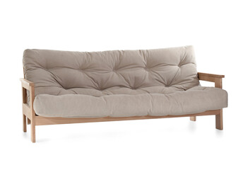 Beige sofa on white background
