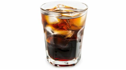 Photorealistic image of a glass of iced tea on white background
