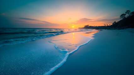 Serene Sunset Over Tranquil Beach
