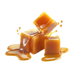 Melting Jaggery Cubes on transparent background