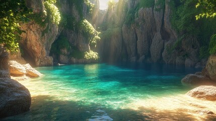 Naklejka premium Secluded Cove: A Tranquil Oasis