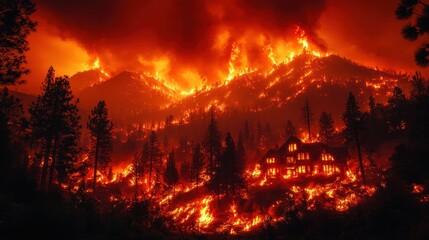 Inferno: A Mountain Engulfed in Flames