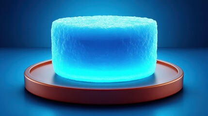 A sleek blue 3D background with ice cube podiums, perfect for showcasing winterthemed products in a stunning icy scene.
