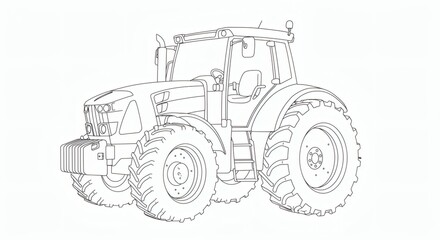 Obraz premium Tractor outline isolated on white background - for coloring page