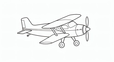 Airplane outline isolated on white background - for coloring page