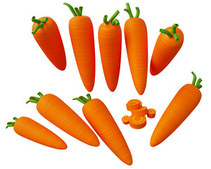 3d carrot. Realistic 3d design emoji. 3d rendering and 3d illustration