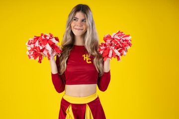 young teenage woman, cheerleader with various poses and facial expressions