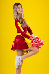 young teenage woman, cheerleader with various poses and facial expressions