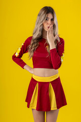 young teenage woman, cheerleader with various poses and facial expressions