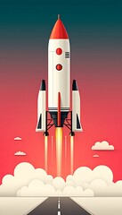 Obraz premium Rocket Launch at Dawn