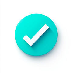 Confirmed: check mark against teal circle, symbolizing approval and completion.