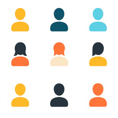 A grid of nine colorful person icons depicting a diverse group of individuals.