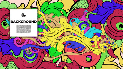 Playful Cartoon Monster Character with Tentacles, Eyes, Feathers, and Leaves – Fun Fantasy Wallpaper Design