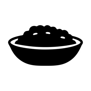 recommend clip art: A Black and White Icon of a Bowl of Lumpy Food or Dip