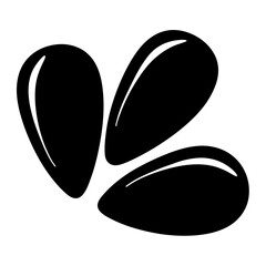 Three Black Seeds or Nuts in a Simple Graphic Design